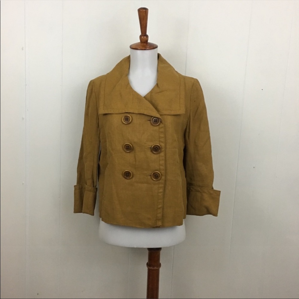 J. Crew Linen Double Breasted Crop Jacket - Picture 1 of 7